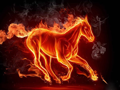 cavalo em chamas