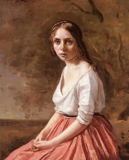 Camille Corot - Young woman in a pink skirt-1845-50